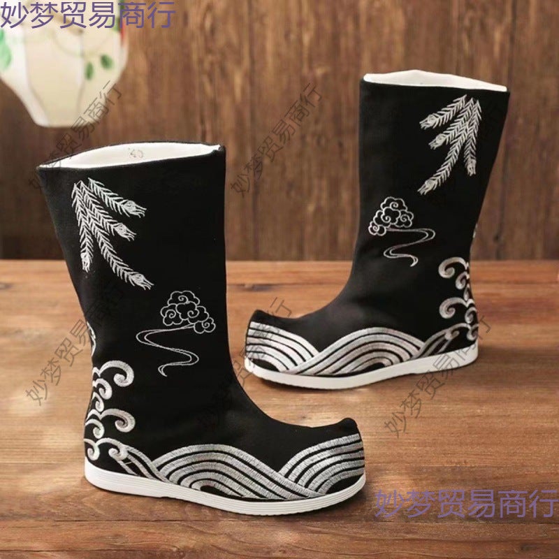 Ancient Coat Hanfu Boots Cushion Men'S Inner Height Soap Boots Retro Official Boots Bow Shoes Martial Arts Jinyi Officers And Soldiers Boots Cloth Boots - Image 2